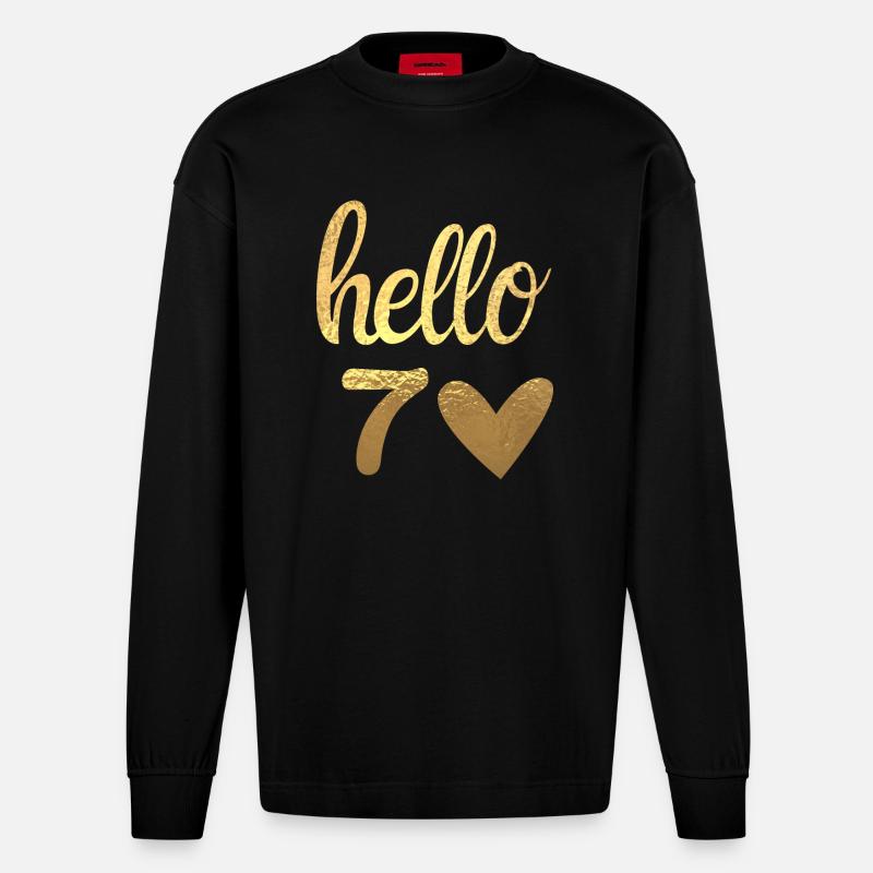 Hello 70 doré - Manches longues bio épais oversize fabriqué en UE - SOLID BLACK