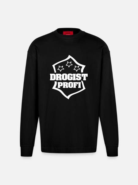 Occupation: Druggist - Heavyweight Oversized Organic Longsleeve Shirt Made in EU - SOLID BLACK