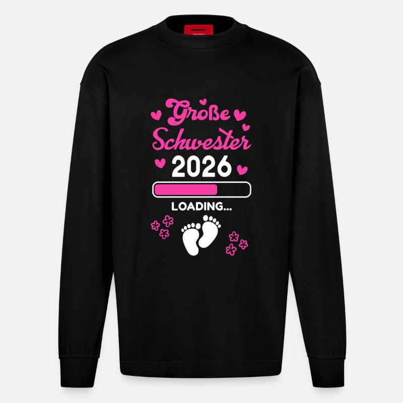Große Schwester 2026 Loading - Heavyweight Oversized Organic Langarmshirt Made in EU - SOLID BLACK