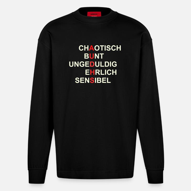 AUDHS Visibly different. Visible I. - Heavyweight Oversized Organic Longsleeve Shirt Made in EU - SOLID BLACK