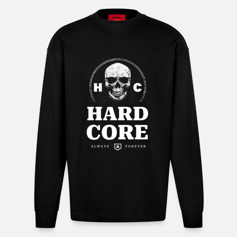 Schädel Hardcore - Heavyweight Oversized Organic Langarmshirt Made in EU - SOLID BLACK