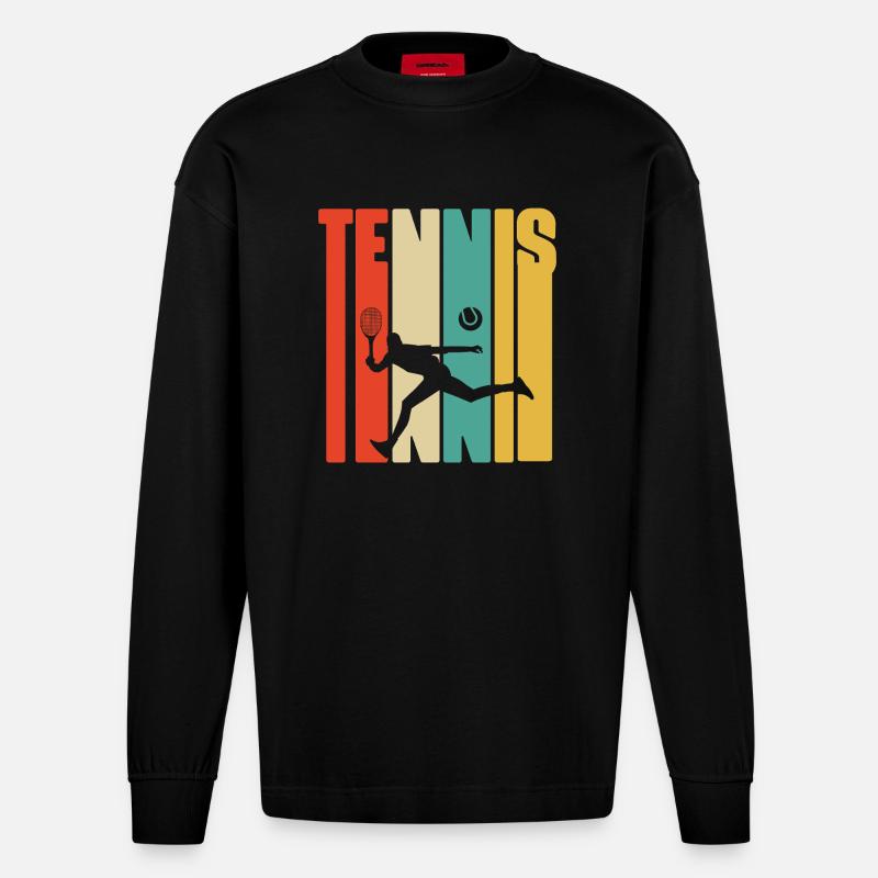 je peux pas j'ai tennis - Manches longues bio épais oversize fabriqué en UE - SOLID BLACK