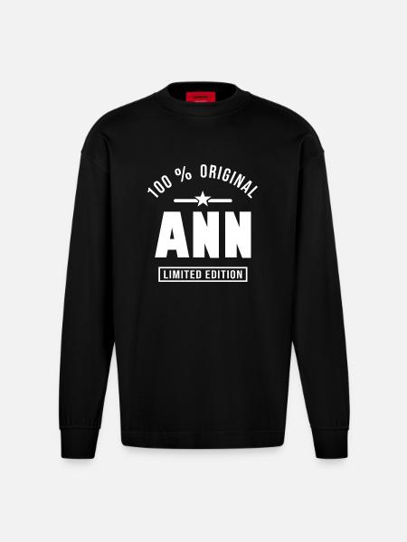 Ann ann - Heavyweight Oversized Organic Longsleeve Shirt Made in EU - SOLID BLACK