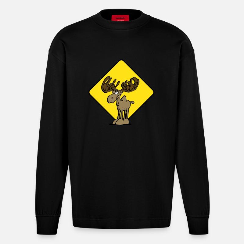 Attention Moose Moose - Manches longues bio épais oversize fabriqué en UE - SOLID BLACK