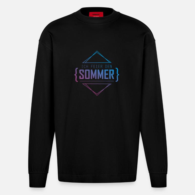 Ich feier den Sommer - Heavyweight Oversized Organic Langarmshirt Made in EU - SOLID BLACK