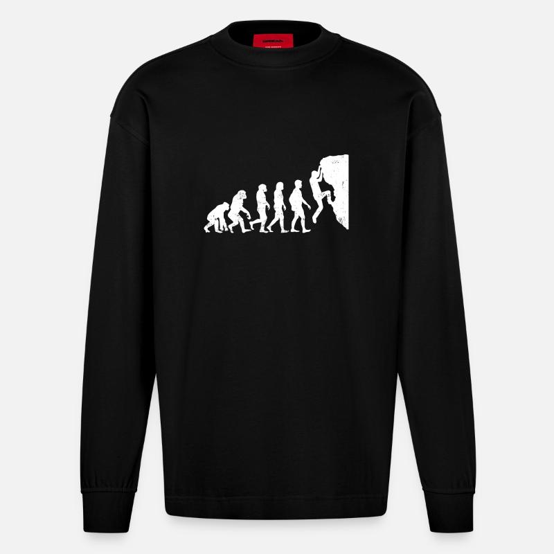 escalade alpinisme bouldering cadeau évolution - Manches longues bio épais oversize fabriqué en UE - SOLID BLACK
