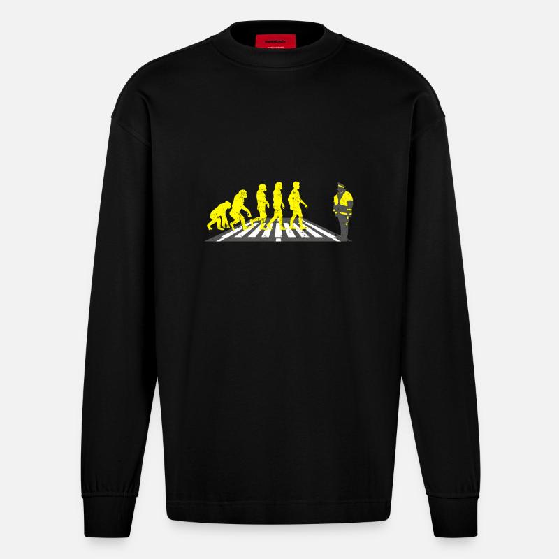 Schülerlotse Evolution Geschenk helfen schule - Heavyweight Oversized Organic Langarmshirt Made in EU - SOLID BLACK