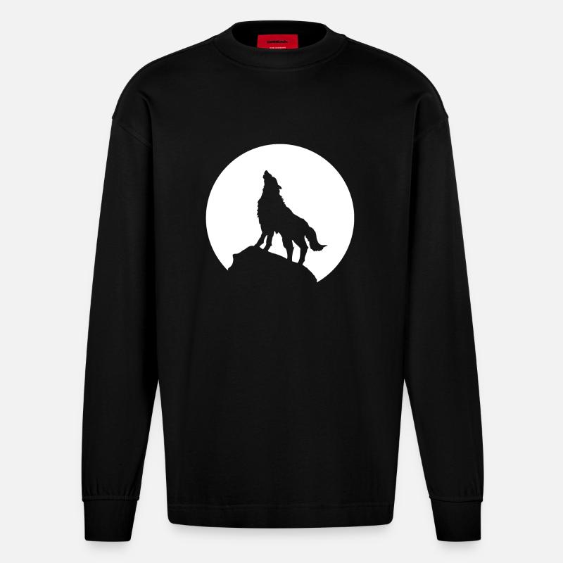 Wolf - Heavyweight Oversized Organic Langarmshirt Made in EU - SOLID BLACK