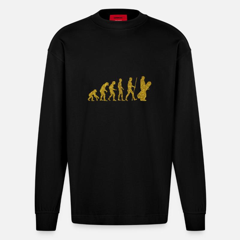 Evolution Snowboard Golden Glitter Effekt - Heavyweight Oversized Organic Langarmshirt Made in EU - SOLID BLACK