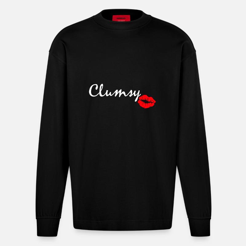 clumsy white - Heavyweight Oversized Organic Langarmshirt Made in EU - SOLID BLACK