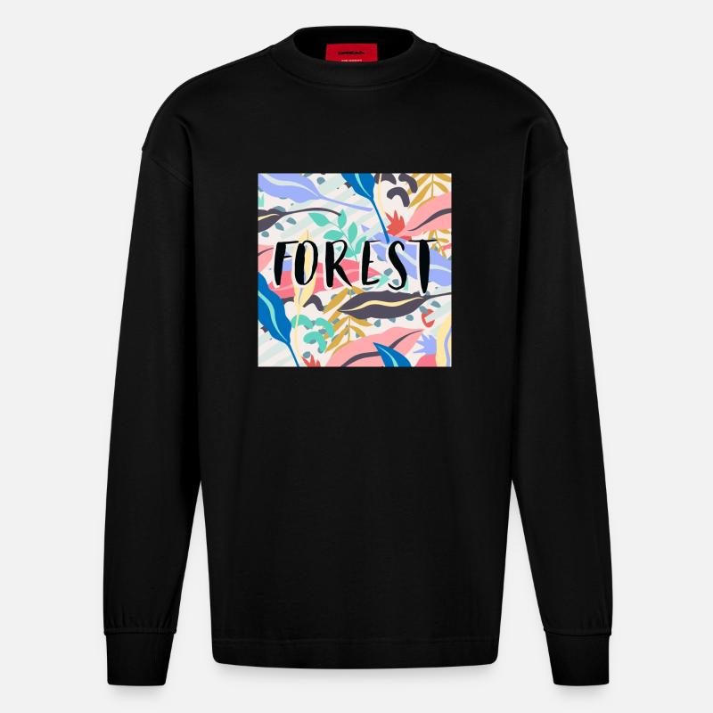 forêt 2 - Manches longues bio épais oversize fabriqué en UE - SOLID BLACK