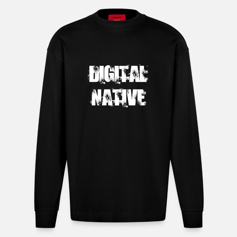 DIGITAL NATIVE - Heavyweight Oversized Organic Langarmshirt Made in EU - SOLID BLACK