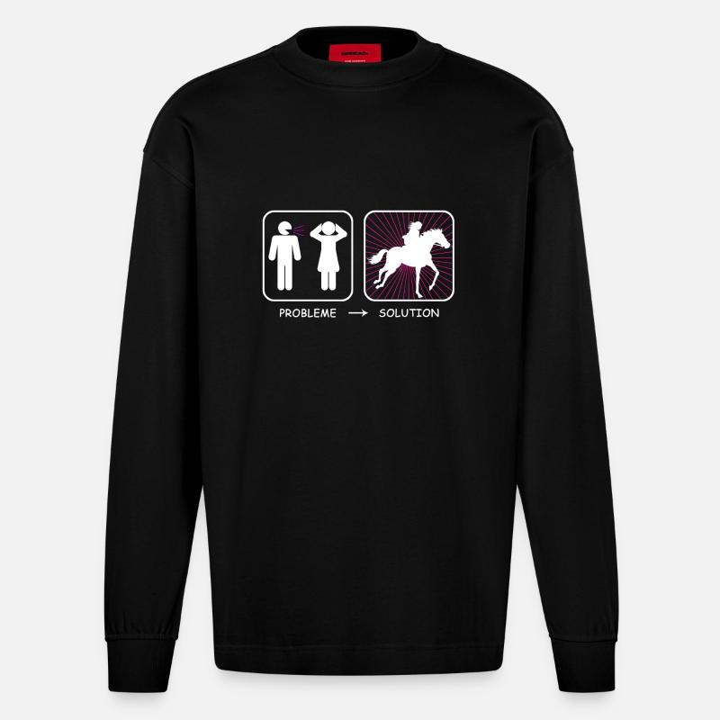 Problem? Lösung - Heavyweight Oversized Organic Langarmshirt Made in EU - SOLID BLACK