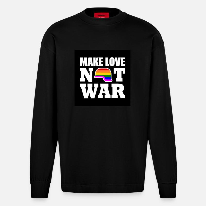 Make love not war - Heavyweight Oversized Organic Langarmshirt Made in EU - SOLID BLACK