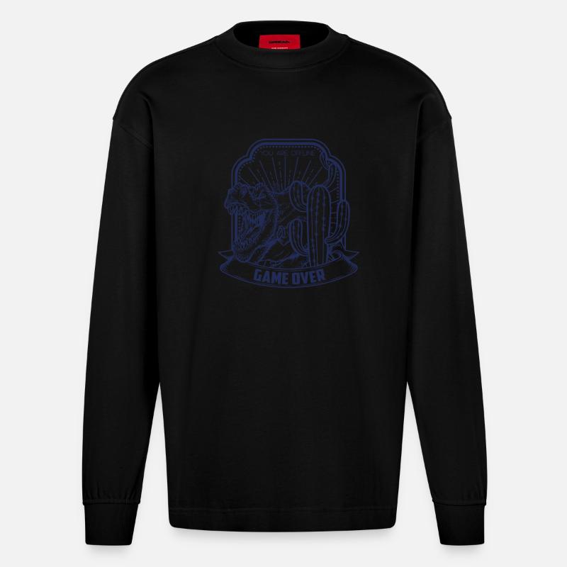 T Rex - Heavyweight Oversized Organic Langarmshirt Made in EU - SOLID BLACK