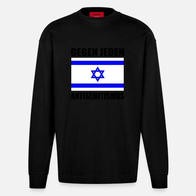 Gegen jeden antisemitismus - Heavyweight Oversized Organic Langarmshirt Made in EU - SOLID BLACK