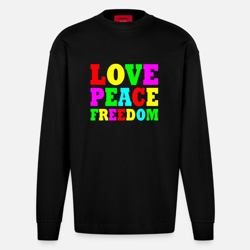Love peace freedom - Manches longues bio épais oversize fabriqué en UE - SOLID BLACK