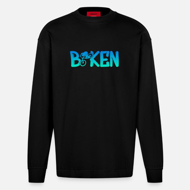 Fahrrad Bike Biker - Heavyweight Oversized Organic Langarmshirt Made in EU - SOLID BLACK