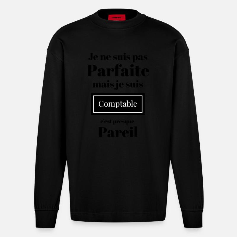 Femme comptable presque parfaite - Manches longues bio épais oversize fabriqué en UE - SOLID BLACK