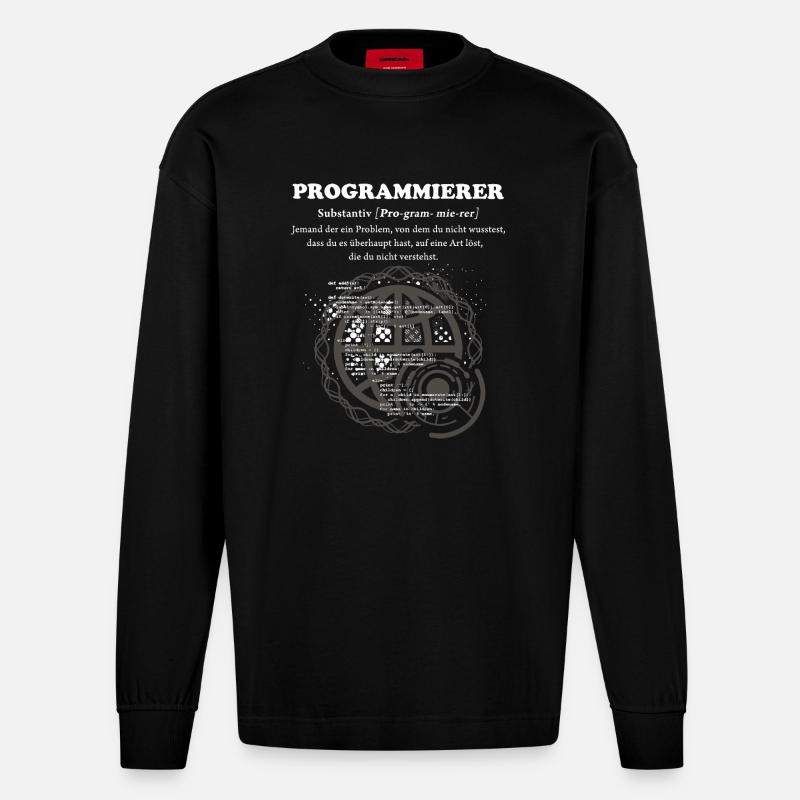 Programmierer Duden - Heavyweight Oversized Organic Langarmshirt Made in EU - SOLID BLACK
