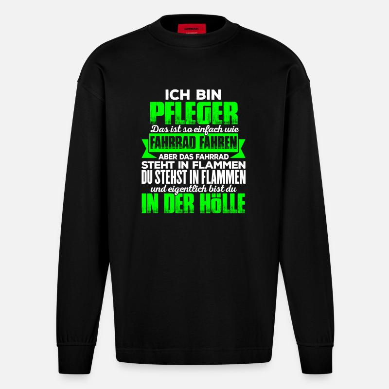 PFLEGER - Hölle - Heavyweight Oversized Organic Langarmshirt Made in EU - SOLID BLACK
