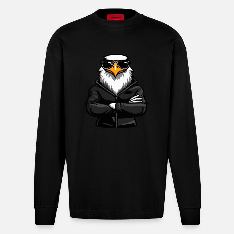 Bande dessinée Adler Eagle - Manches longues bio épais oversize fabriqué en UE - SOLID BLACK