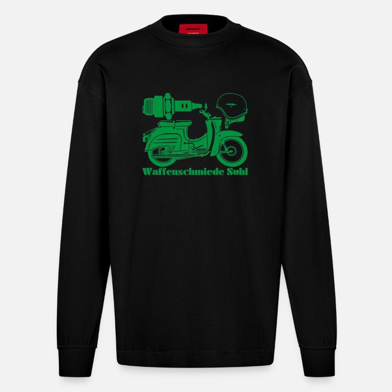 Simson Schwalbe KR51 Waffenschmiede - Heavyweight Oversized Organic Langarmshirt Made in EU - SOLID BLACK