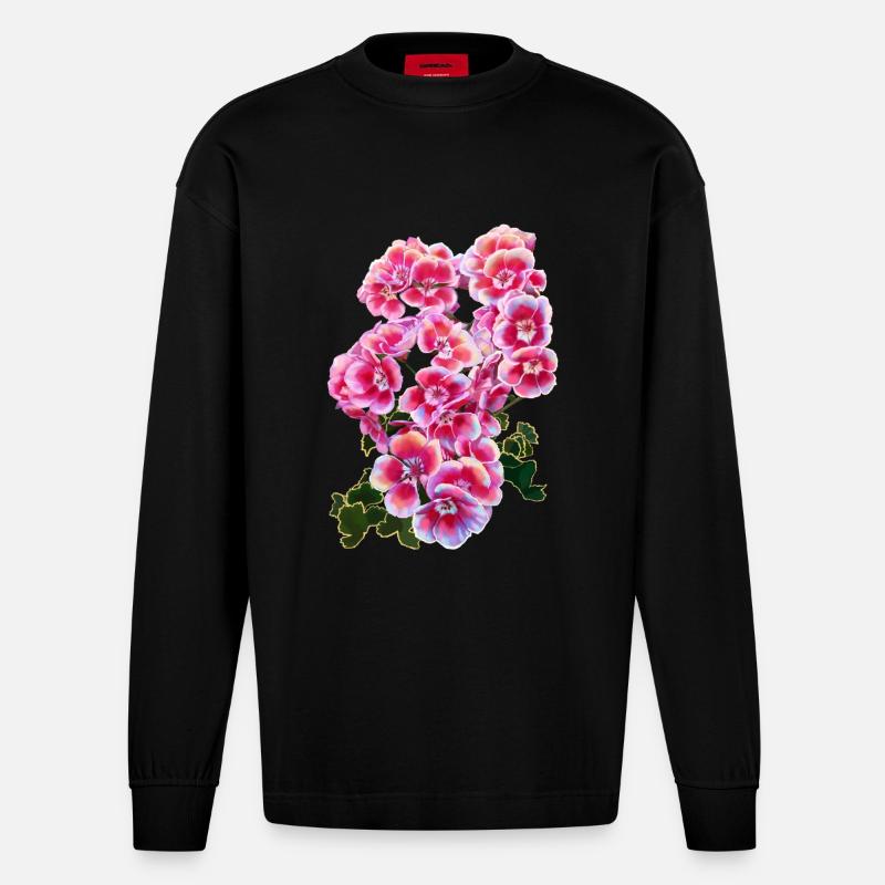 fleur - Manches longues bio épais oversize fabriqué en UE - SOLID BLACK
