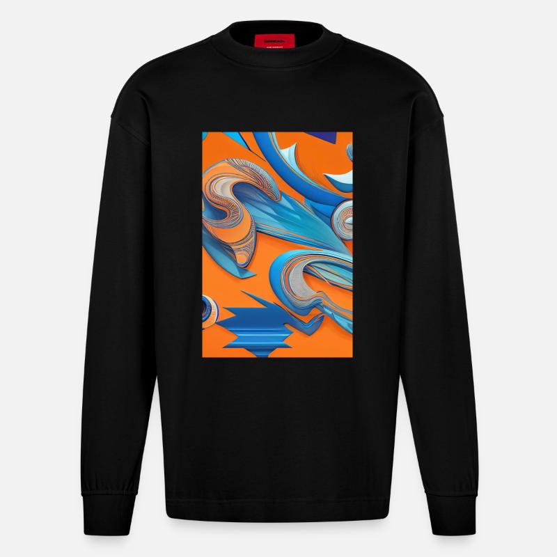 Abstrakte Kunst - Heavyweight Oversized Organic Langarmshirt Made in EU - SOLID BLACK