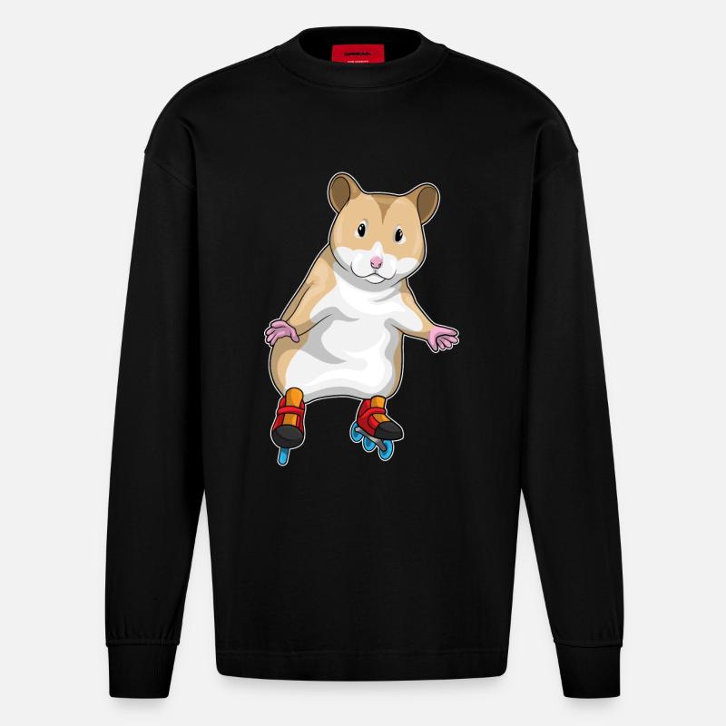 Hamster Inline skating Inline skates - Heavyweight Oversized Organic Langarmshirt Made in EU - SOLID BLACK