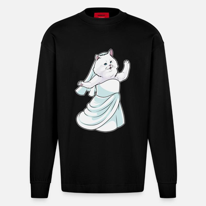 Chat persan robe de mariée - Manches longues bio épais oversize fabriqué en UE - SOLID BLACK