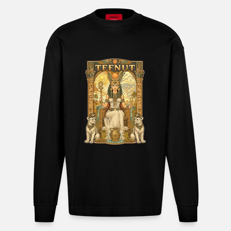 Trône TEFNUT - Manches longues bio épais oversize fabriqué en UE - SOLID BLACK