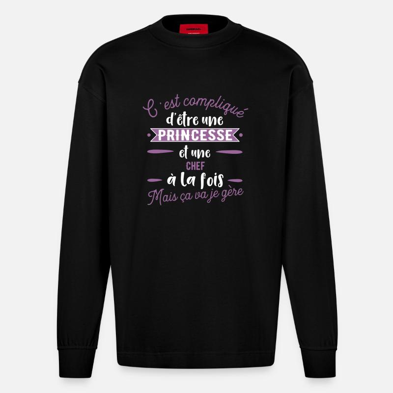 Princesse Chef cadeau métier - Manches longues bio épais oversize fabriqué en UE - SOLID BLACK