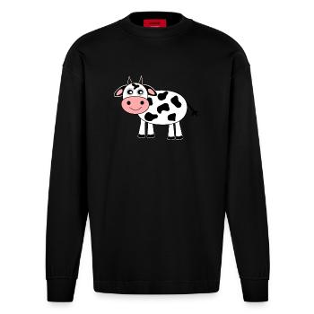 Kuh - Heavyweight Oversized Organic Langarmshirt Made in EU - SOLID BLACK - Vorne