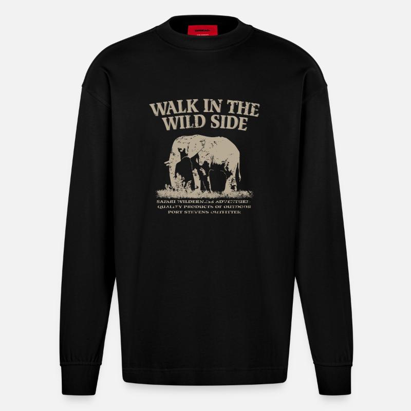 Elefant - Heavyweight Oversized Organic Langarmshirt Made in EU - SOLID BLACK