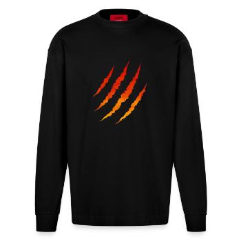 Griffures lave feu - Manches longues bio épais oversize fabriqué en UE - SOLID BLACK - Devant