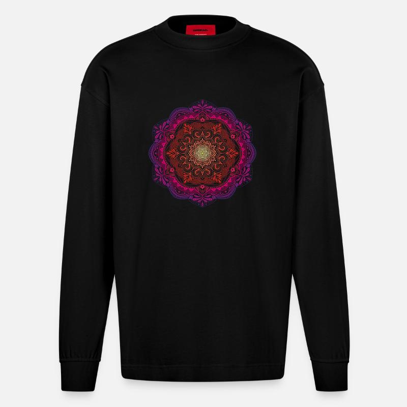 Mandala - Heavyweight Oversized Organic Langarmshirt Made in EU - SOLID BLACK