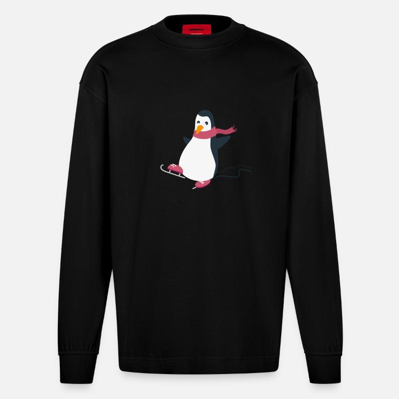 Pinguin - Heavyweight Oversized Organic Langarmshirt Made in EU - SOLID BLACK