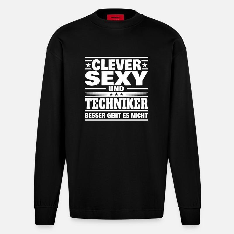 Clever Techniker - Heavyweight Oversized Organic Langarmshirt Made in EU - SOLID BLACK