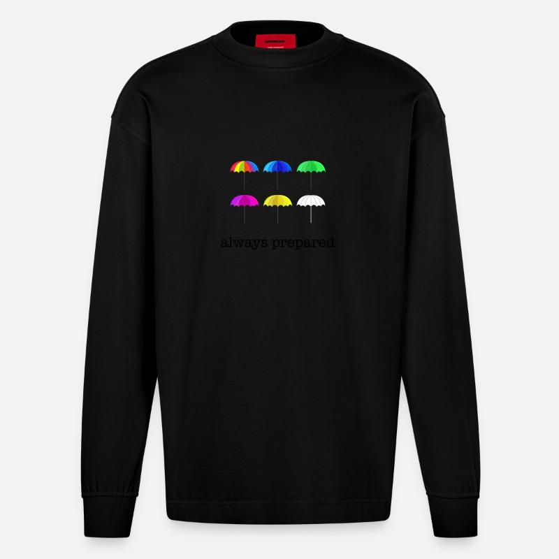Regenschirme Herbst Geschenkidee - Heavyweight Oversized Organic Langarmshirt Made in EU - SOLID BLACK