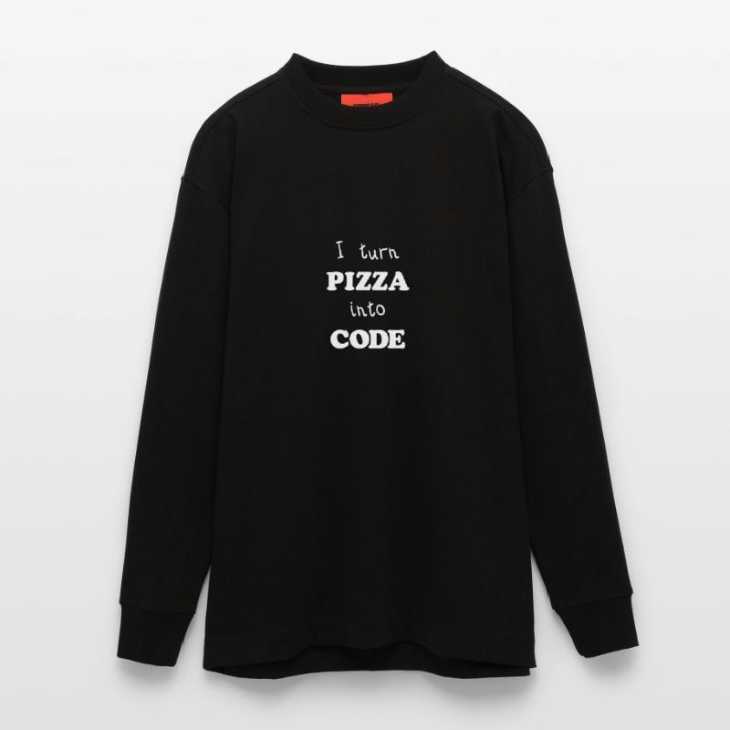 I turn Pizza Into Code Scripting Design Programmer Heavyweight Oversized Organic Longsleeve Shirt Made in EU