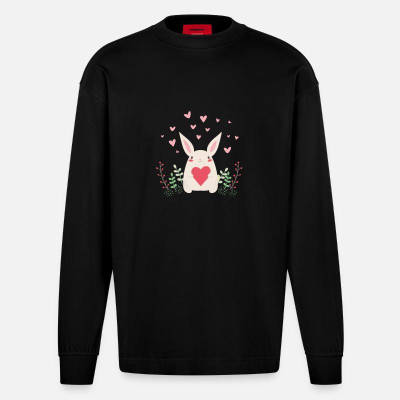 Hasenliebe - Heavyweight Oversized Organic Langarmshirt Made in EU - SOLID BLACK