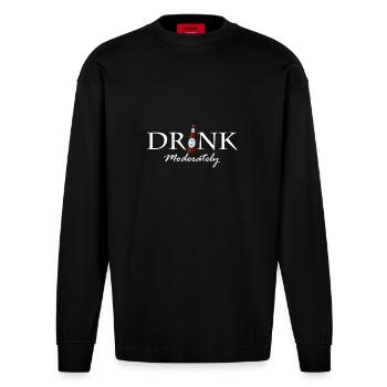 Trink in Maßen - Heavyweight Oversized Organic Langarmshirt Made in EU - SOLID BLACK - Vorne