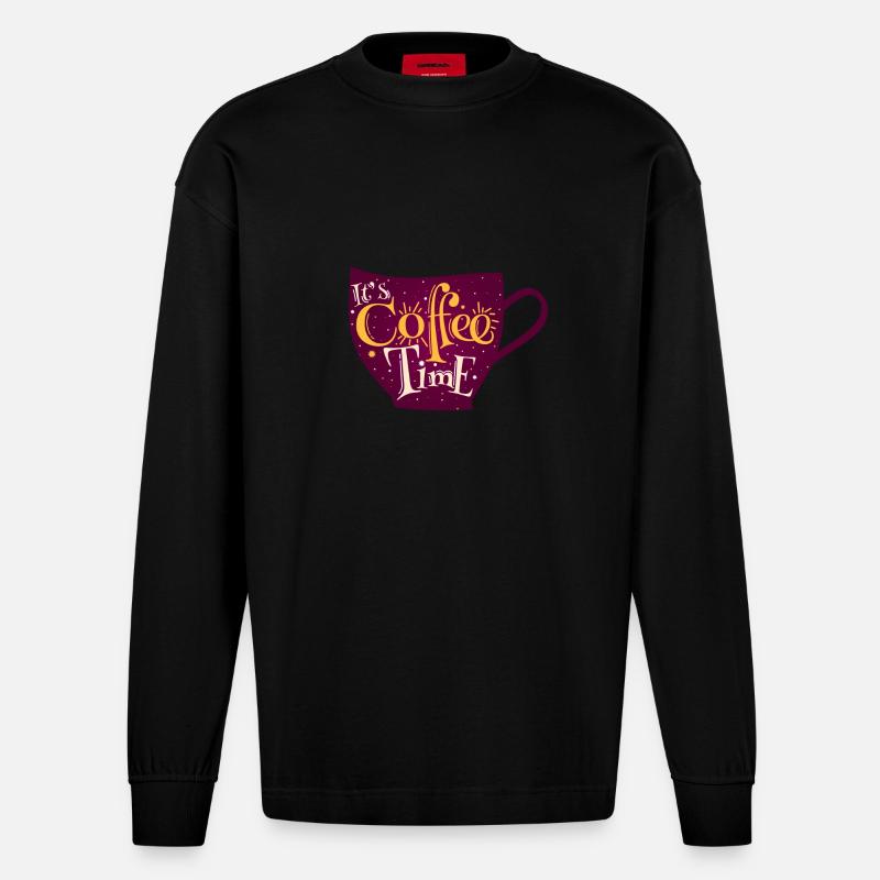 Kaffeezeit - Heavyweight Oversized Organic Langarmshirt Made in EU - SOLID BLACK