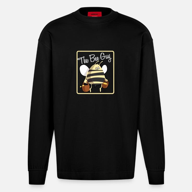 the bee guy - Heavyweight Oversized Organic Langarmshirt Made in EU - SOLID BLACK