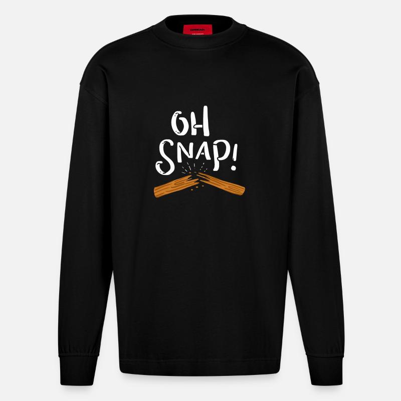 Oh snap! broken through - Heavyweight Oversized Organic Longsleeve Shirt Made in EU - SOLID BLACK
