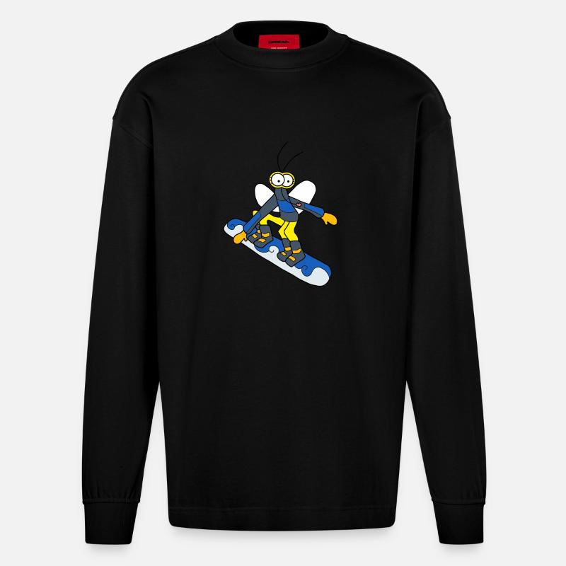 Đến Wana Snowboarding - Junge - Heavyweight Oversized Organic Langarmshirt Made in EU - SOLID BLACK