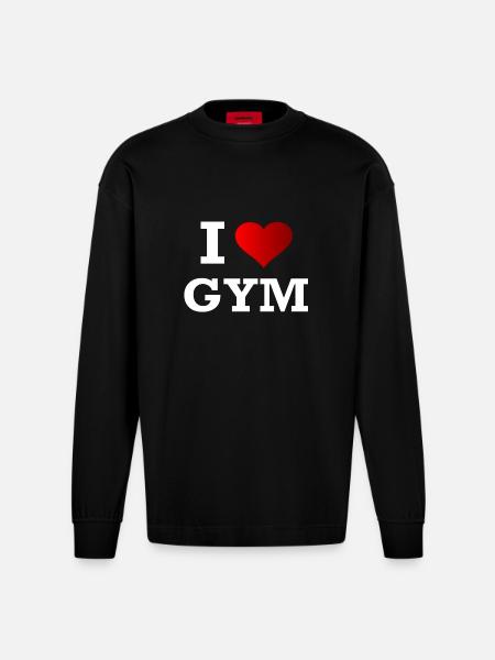 J'AIME GYM - Manches longues bio épais oversize fabriqué en UE - SOLID BLACK