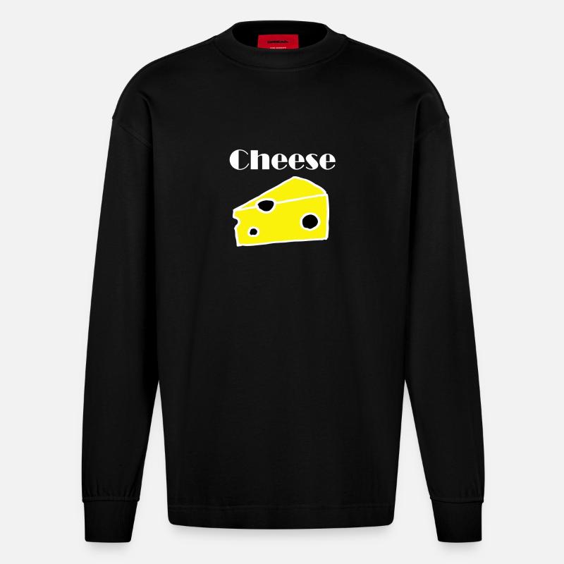 Cheese Käse - Heavyweight Oversized Organic Langarmshirt Made in EU - SOLID BLACK