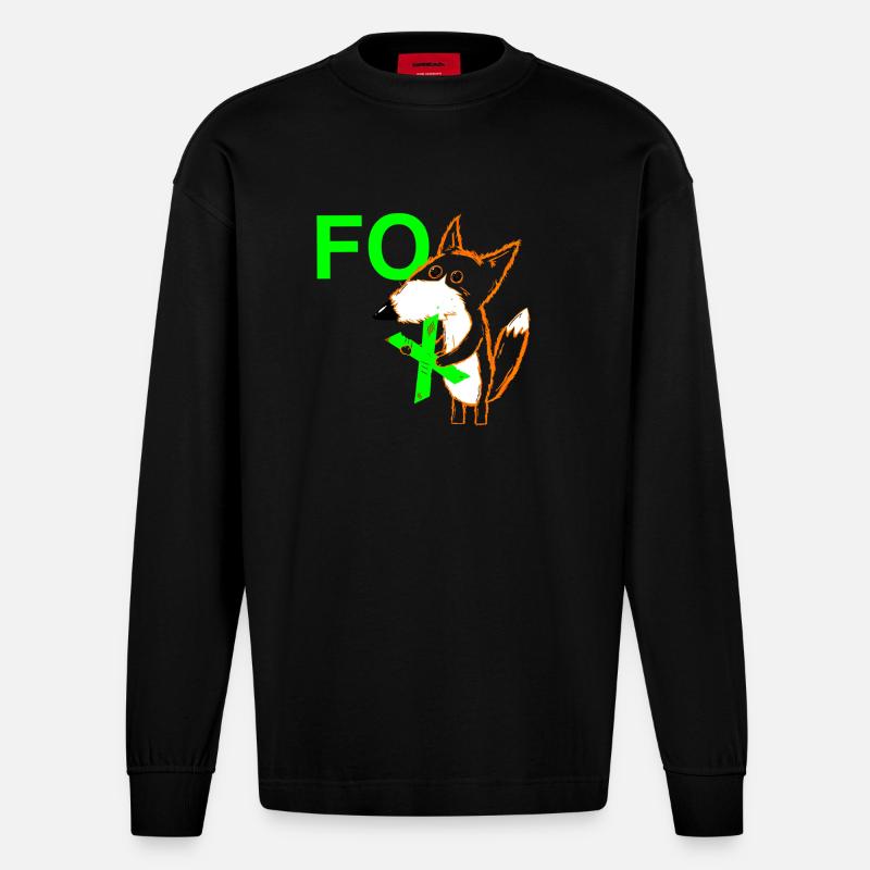 Das X in FOX - Heavyweight Oversized Organic Langarmshirt Made in EU - SOLID BLACK